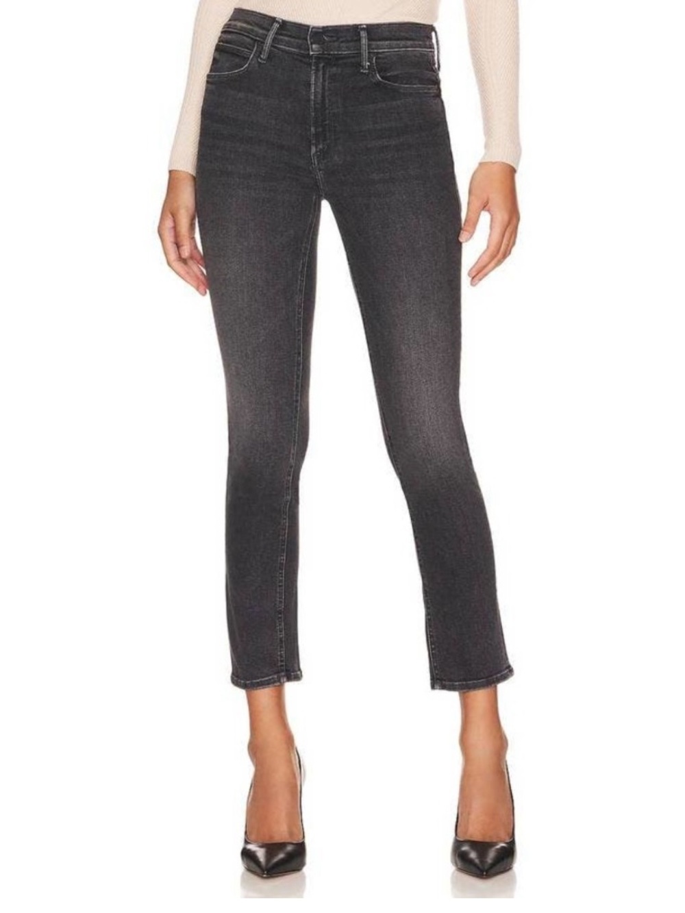 MOTHER The Mid Rise Dazzler Ankle Jeans The Night Is Watching Black Size 26
